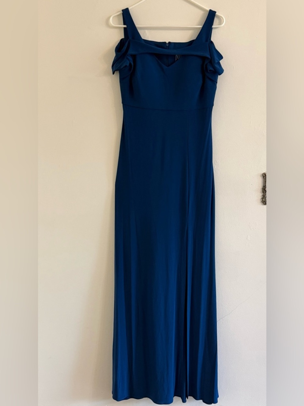 Beautiful Night Way Collections Off-Shoulder Maxi Dress in Deep Teal Size 8